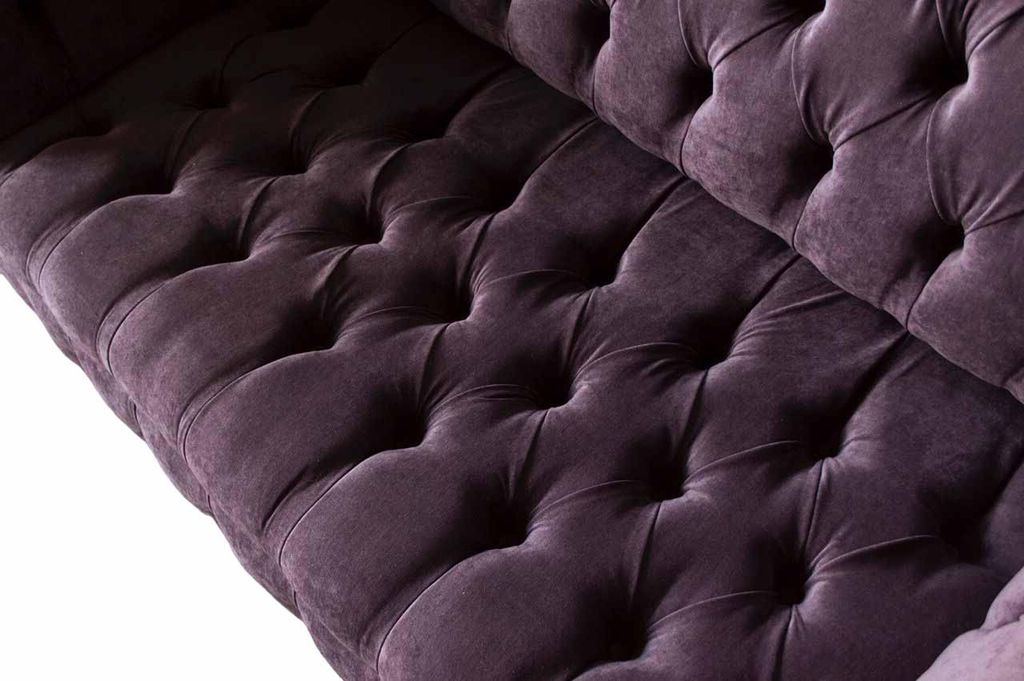 Chesterfield Sofa Couch Design Lila Polster Textil Zweisitzer Sitzer Neu
