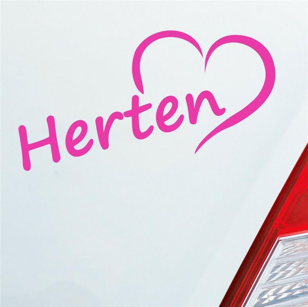 Auto Aufkleber Herten Herz Stadt City Liebe Love Heimat 17x8 cm Pink Sticker Heckscheibenaufkleber