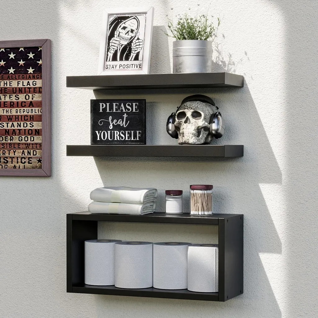 Étagères murales noires lot de 3 : gagnez de l'espace avec élégance