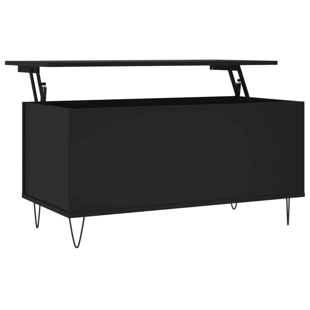 Tavolino Basso Nero 90cm - Mobile Soggiorno Multifunzione in Legno