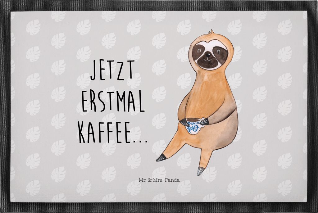 Mr. & Mrs. Panda Schmutzmatte Faultier Kaffee 50 x 75 cm - Grau Pastell - Geschenk, Schmutzfangmatte, Türmatte, Faultiere, Fussmatte, Fußabtreter...