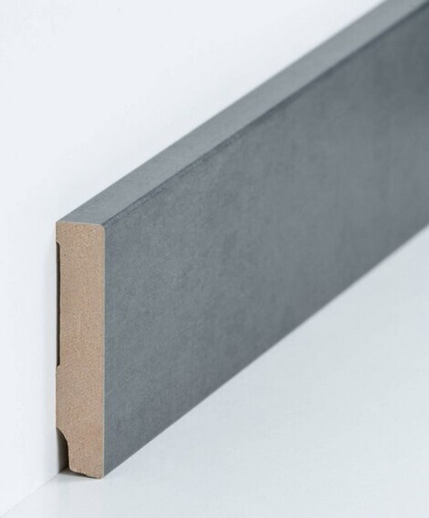 Sockelleiste MDF 16 x 80 x 2500 mm Grau zum Kleben, Schrauben & Nageln MDF-Kern foliert Fußleiste by PROVISTON 2.5 Meter | 1 Stück