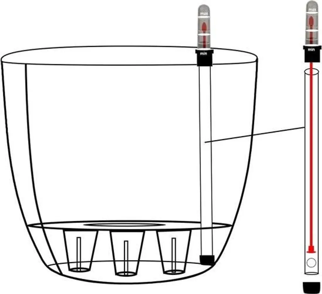 Vaso da fiori con serbatoio d'acqua - Autoinnaffiante - Set di 4 - Nero - 15 cm - 5