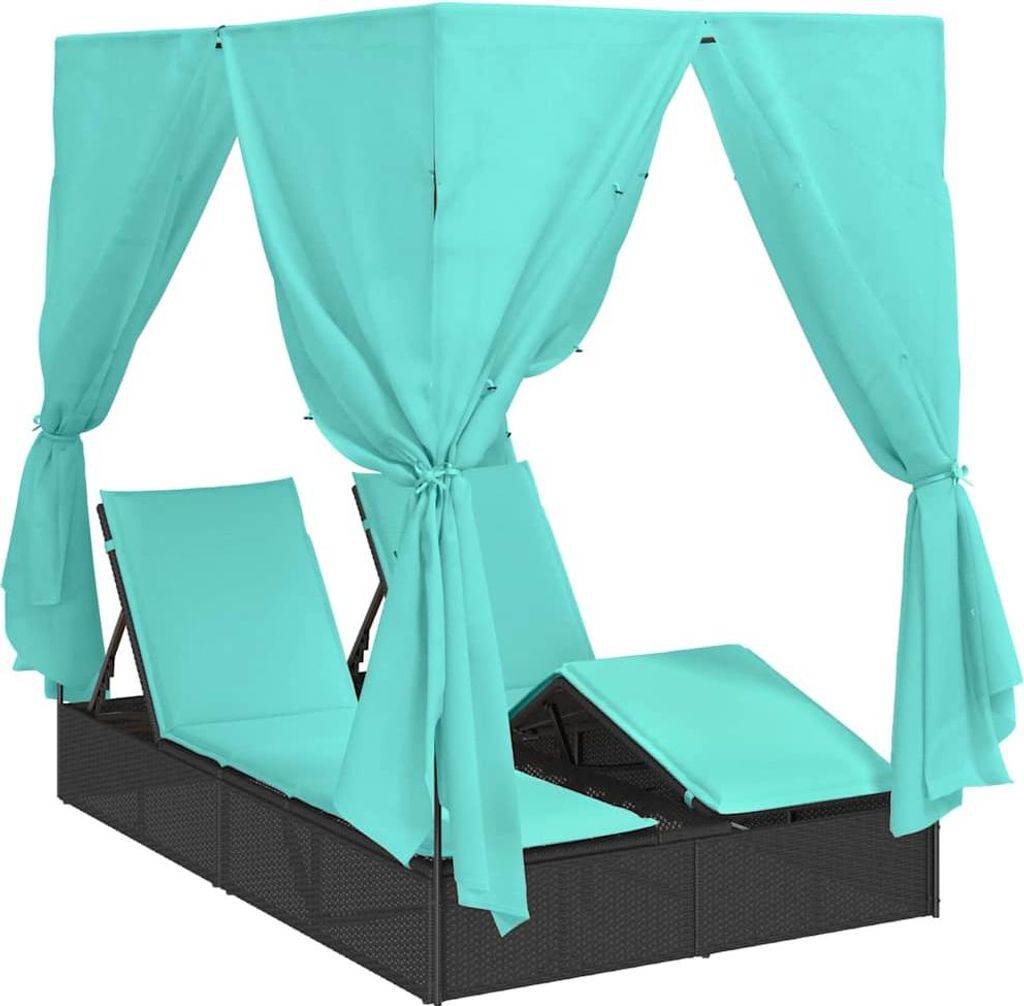 vidaXL Doppelte Sonnenliege Türkis 205 x 129 x 200 cm Poly-Rattan