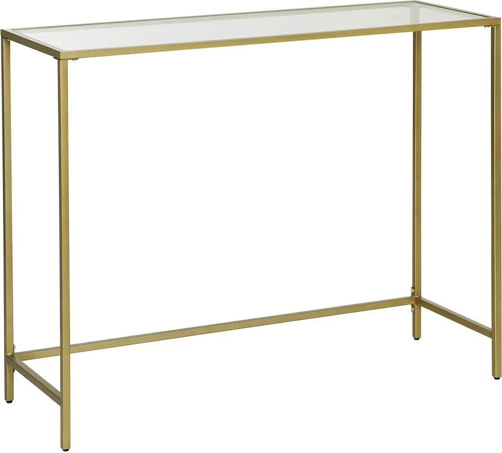 Console dorée en métal et verre trempé 100x35x80 cm - Modèle Luxe Or