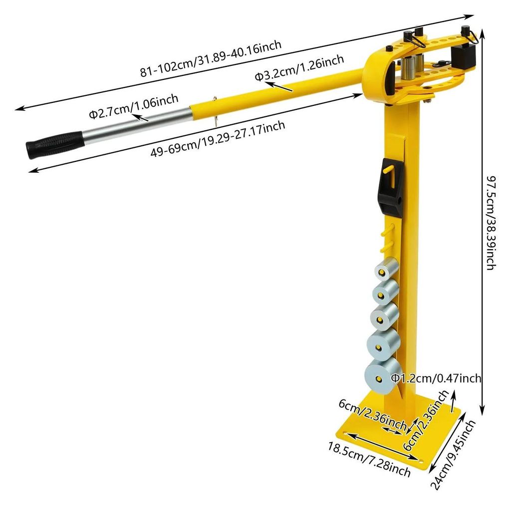 Rohrbiegemaschine & Rohrbieger - Manuell - 0–200° Biegen - Kapazität 8×32 mm/6×50 mm - Matrizen Ø 2,5–7,6 cm - Für Rohre, Stäbe, Flachst...