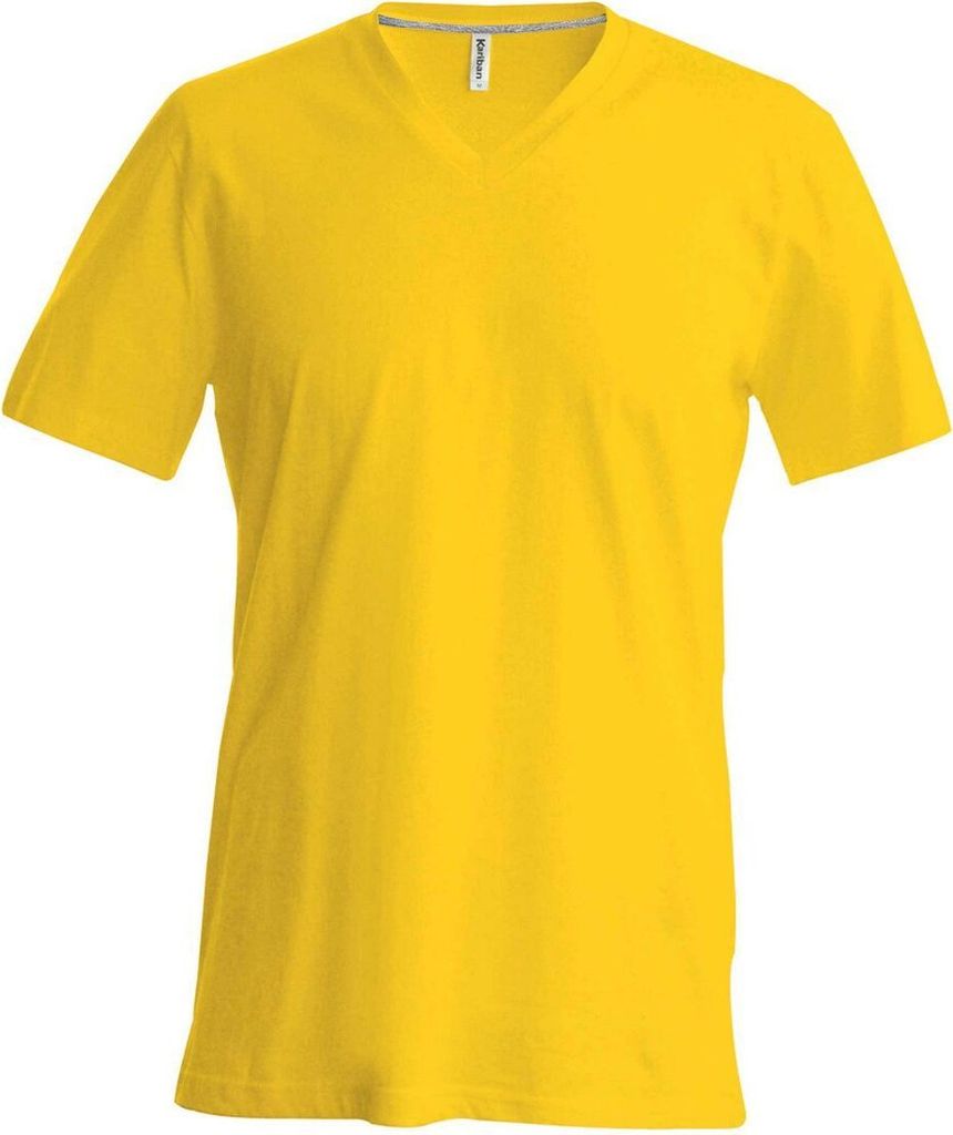 Kariban Herren T-Shirt Kurzarm V-Neck V-Ausschnitt Basic Kurzarmshirt, Größe:3XL, Farbe:Gelb
