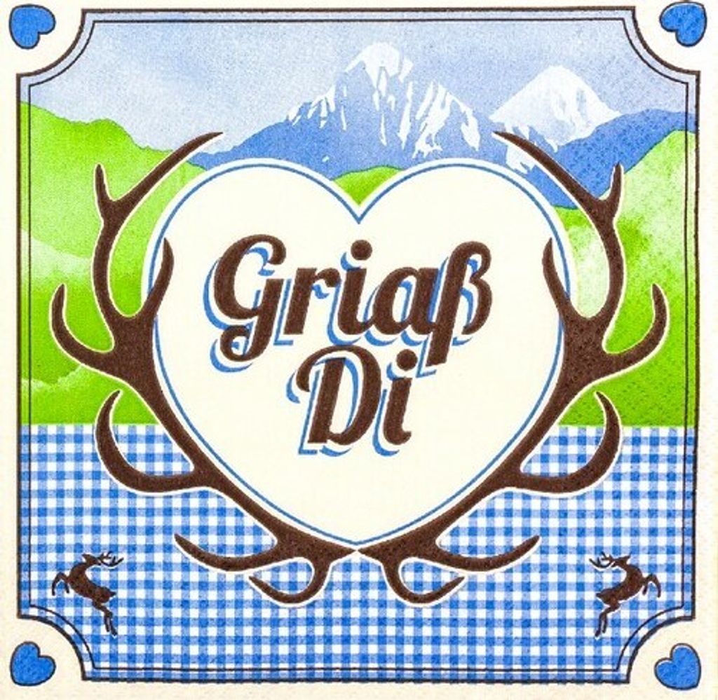 20 Servietten Griaß Di - Grüß Dich 33x33cm