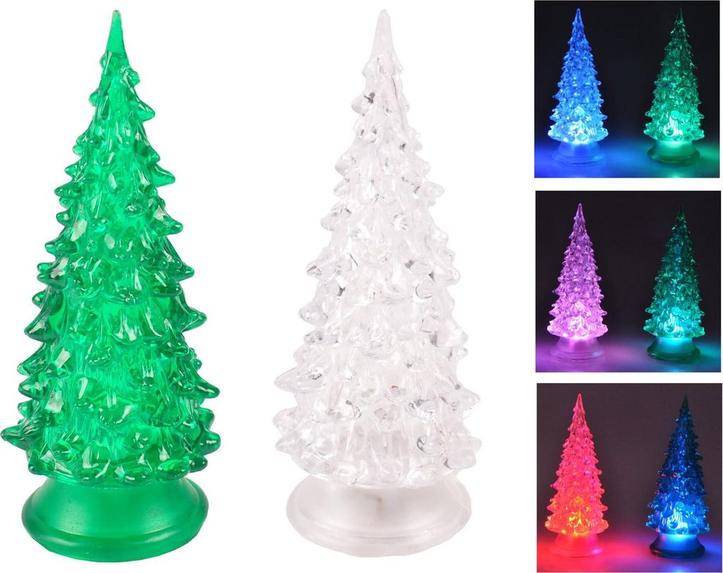LED Tannenbaum mit Farbwechsler 14cm Winterdeko Weihnachtsbaum Leuchttanne Deko, Farbe:grün