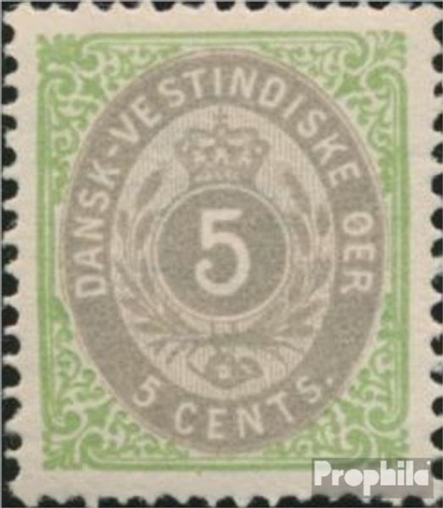 Briefmarken Dänisch-Westindien 1876 Mi 10II mit Falz Ziffern