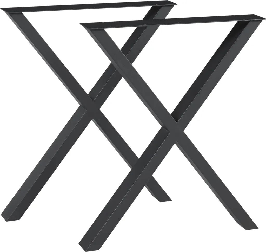 Set 2 Basi per Tavolo Greith 72x59 cm Acciaio Nero Profilo a X