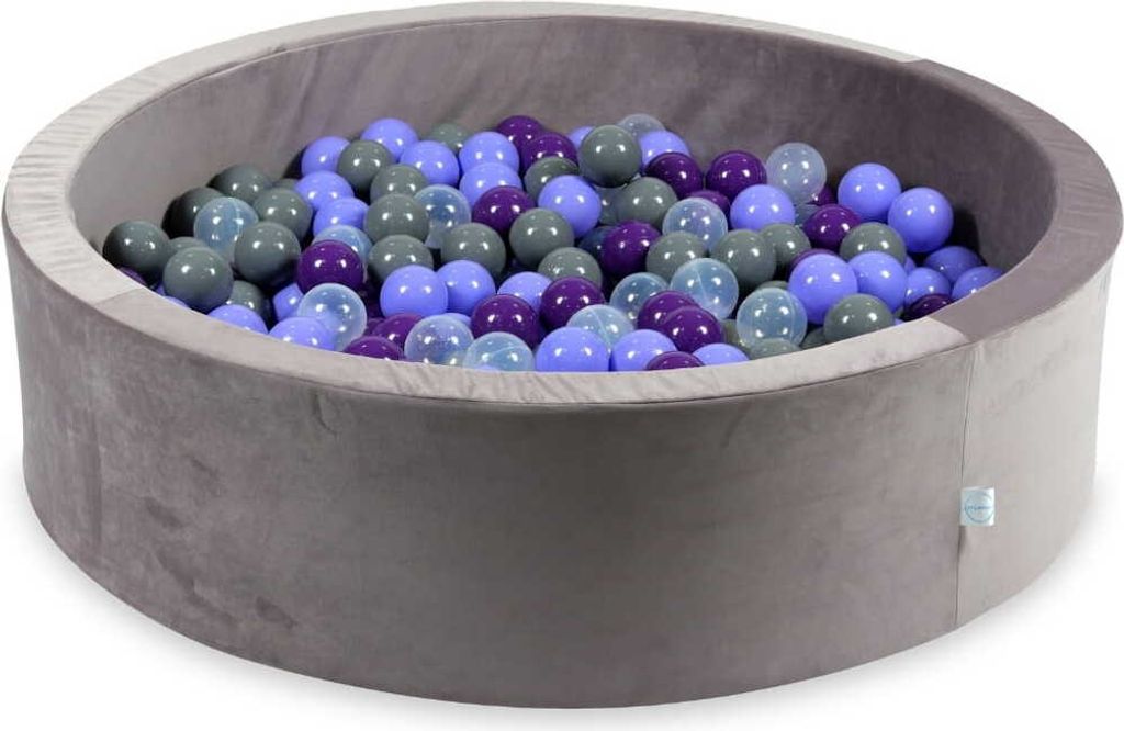 Bällebad 110x30 Samt Lila – Mit 400 Bällen / transparent, meliert, lila, grau