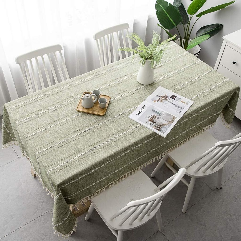 Tablecloth, Baumwolle, Linen, Elegant Tablecloth, Washable Kitchen Table Cover for Dining Table