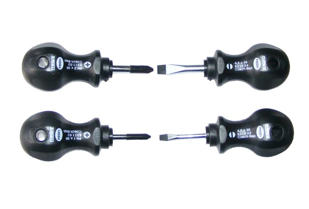 Schraubendreher Set 4-teilig (2 x Schlitz + 2 x PH) kurze Ausführung (92 mm)