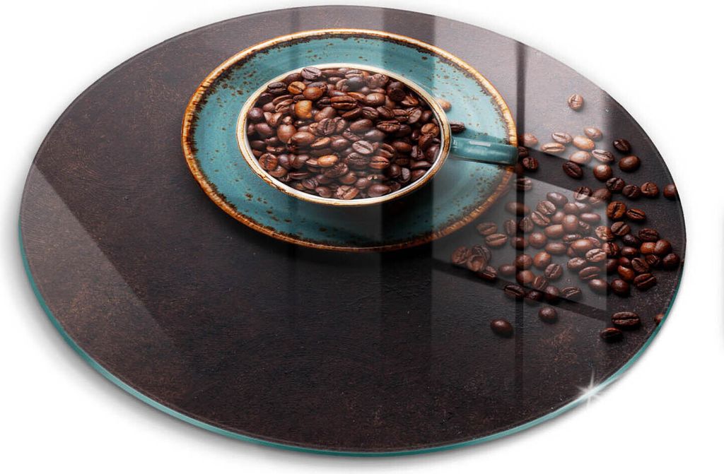 Glasschneideplatte - Herdabdeckplatte - fi30 cm -Schneidebrett - Spritzschutz - Kaffee Getreide Tasse