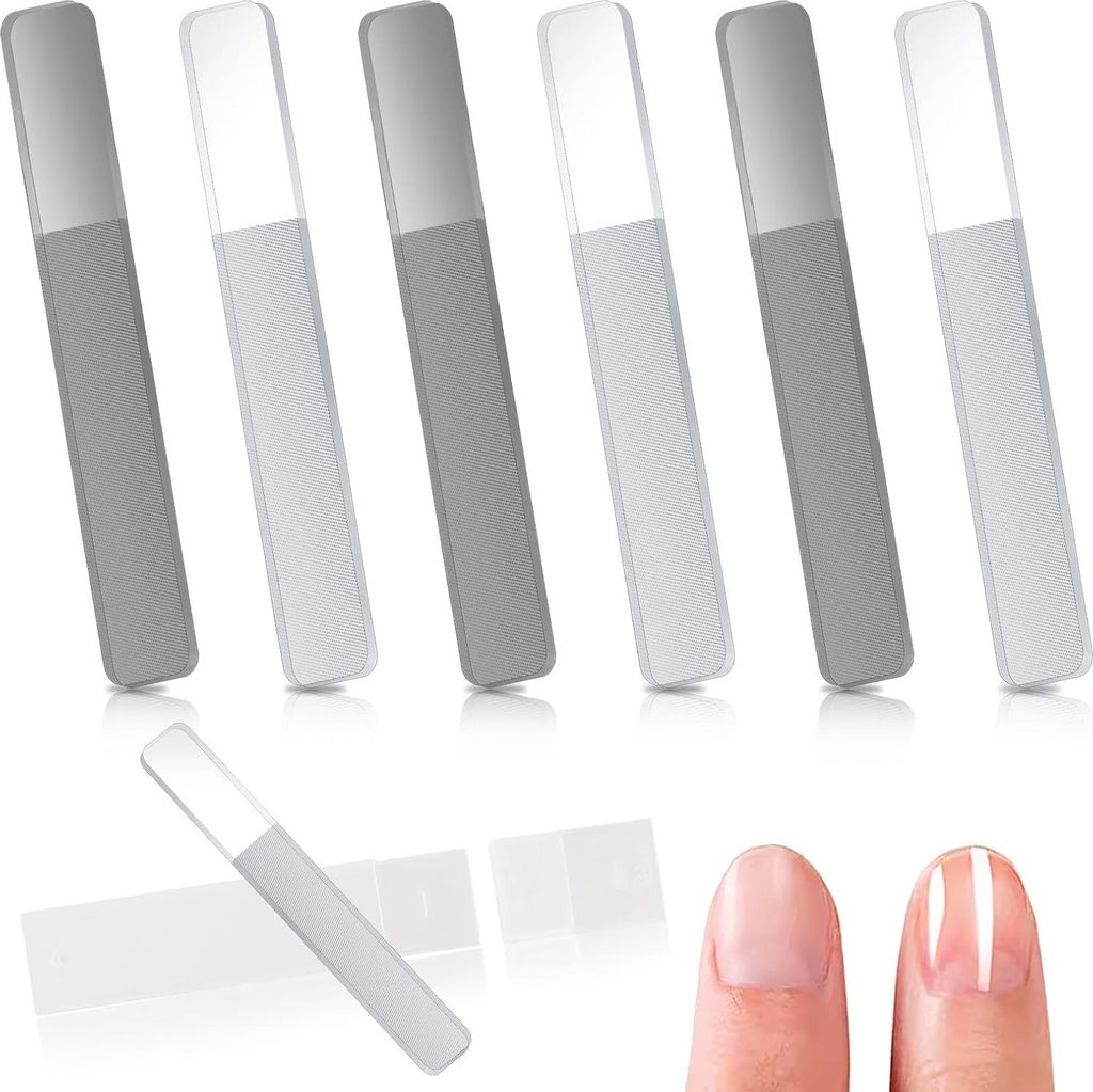 6 Stück Nanoglas-Nagelfeilen - Poliermaschine - Glasnagelfeile mit Etui - für natürliche Nägel - Glasnagelshiner