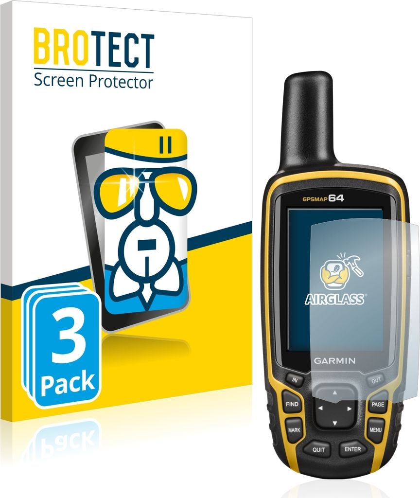 3x BROTECT Schutzglas für Garmin GPSMAP 64 Schutzfolie Panzer Folie Glas Display Schutz klar