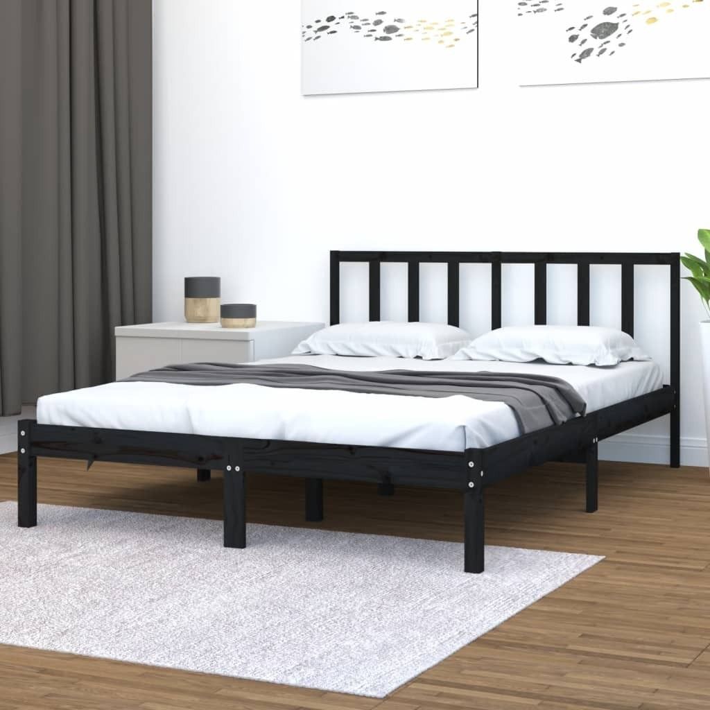 Maison Exclusive - Massivholzbett Schwarz Kiefer 150x200 cm