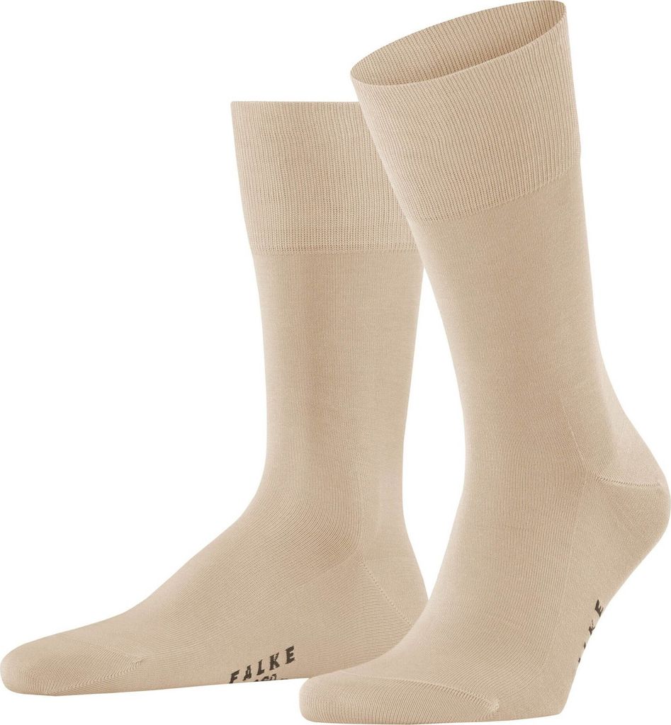 FALKE Herren Socken - Tiago, Strümpfe, Baumwolle, Logo, lang, einfarbig Beige (Silk) 45-46