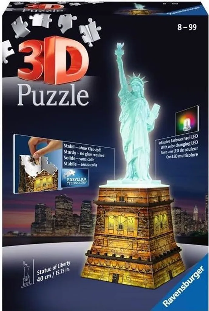 Puzzle 3D Ravensburger Statue de la Liberté de Nuit 108 Pièces 12596
