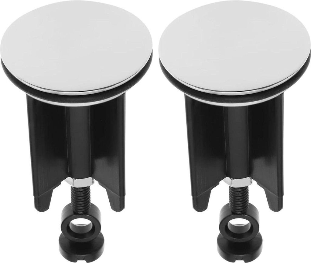 Universal Waschbeckenstöpsel für Waschbecken Ø 40 mm, 2er Set, Abflussstöpsel Messing verchromt, mit Gummidichtung, höhenverstellbarer Stöpse...