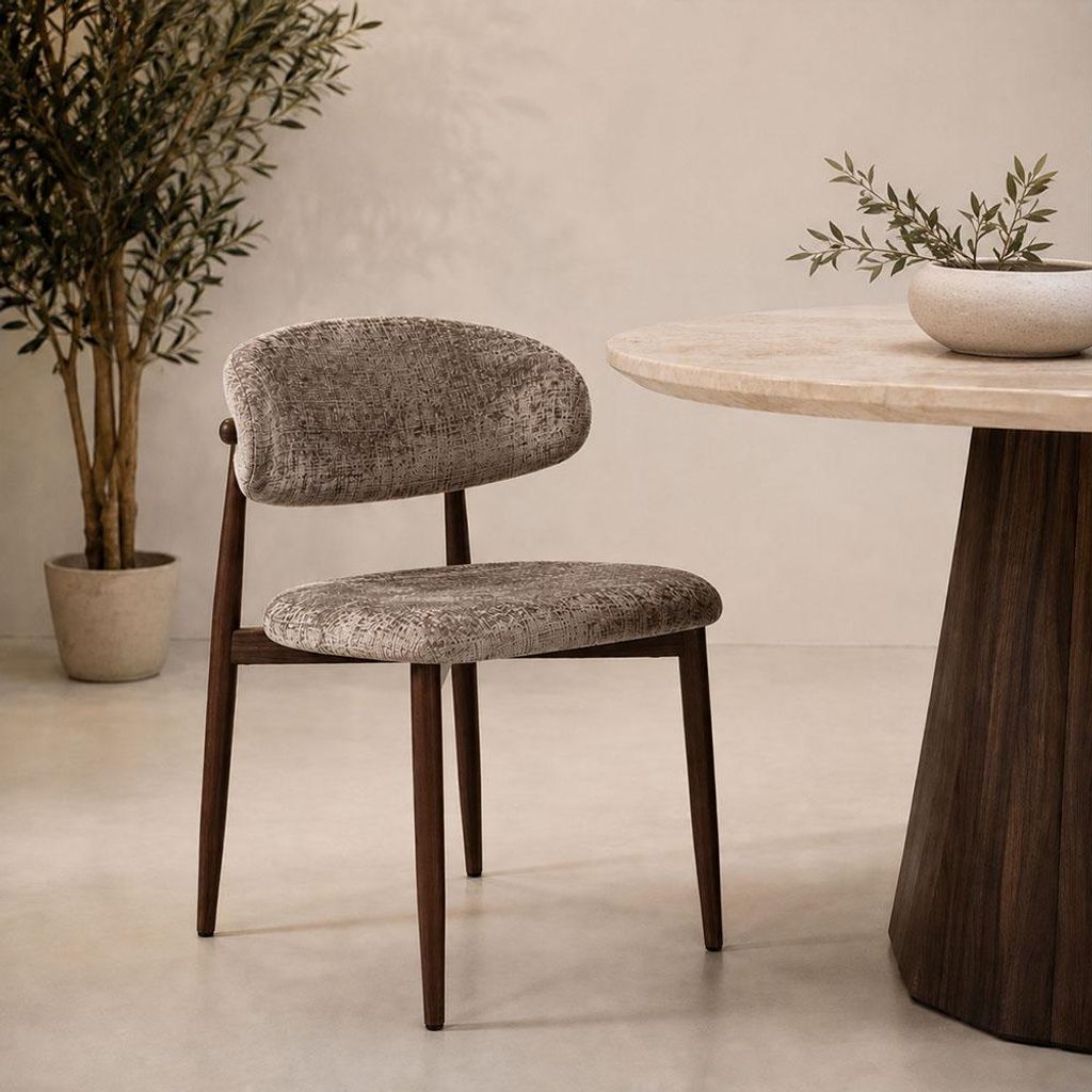 Milton & Oldbrook Chenille Esszimmerstuhl Vannes Braun - Walnuss