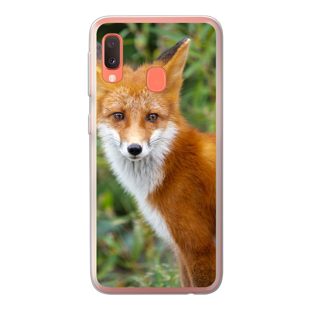 MuchoWow Handyhülle Schutzhülle Hülle für Samsung Galaxy A20e Fuchs - Orange - Wald Silikon Softcase Handy Hülle - Abdeckung