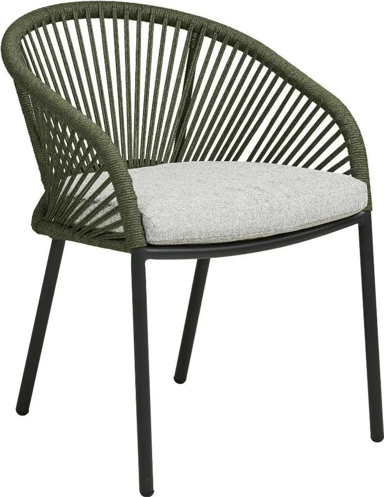 Noomi Chaise de Jardin avec Coussin Gris et Structure Vert Olive