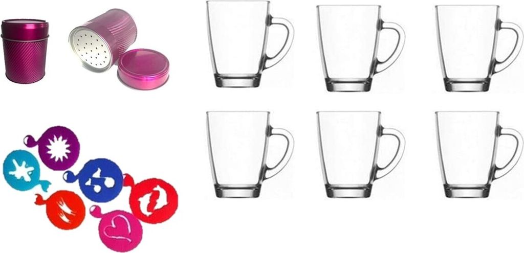 Glas-KaffeetassenTransparente Kaffeetassen 6er Set 260 ml Gläser für Eiskaffee, Latte, Cappuccino, heiße Schokolade, speziell für Hitzebeständ...