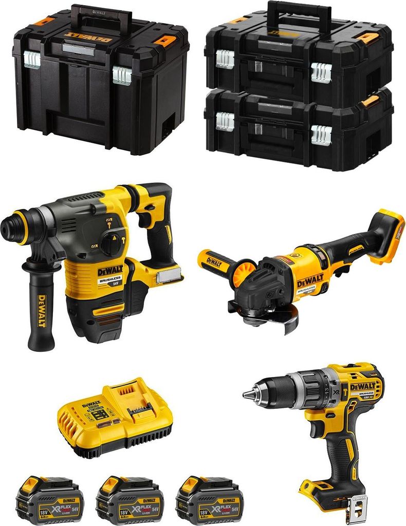DeWALT Kit FVK381T3-QW 54V/18V (DCH333 + DCD796 + DCG418 + 3 x 6,0 Ah + DCB118 + 2 x TSTAK II + TSTAK VI)