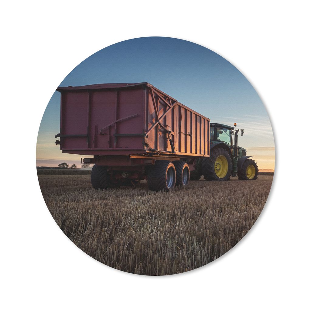 MuchoWow Mauspad Mousepad Traktor - Grün - Sonnenuntergang - Horizont - Grün - Landleben 40x40 cm - Mousepads - Maus Mat - Pad - Mausunterlage ...
