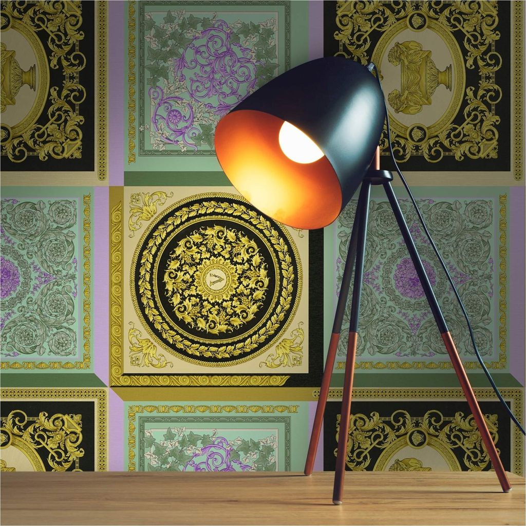Tapete Versace Barock M1-No.11531 | Vliestapete Design | Gold | Grün | Floral | Ranken | Medusa