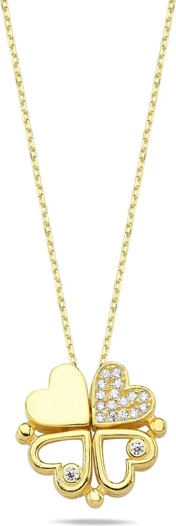 Collier en argent 925 avec pendentif trèfle magnétique et chaîne de 45cm