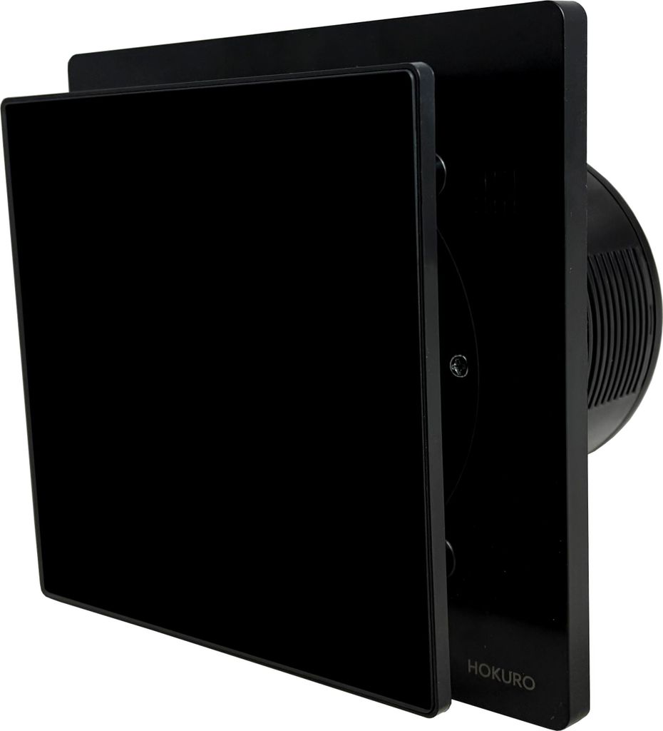 Badezimmerlüfter Hygrostat Glas NORTADA HOKURO HOK 120 H Timer schwarz