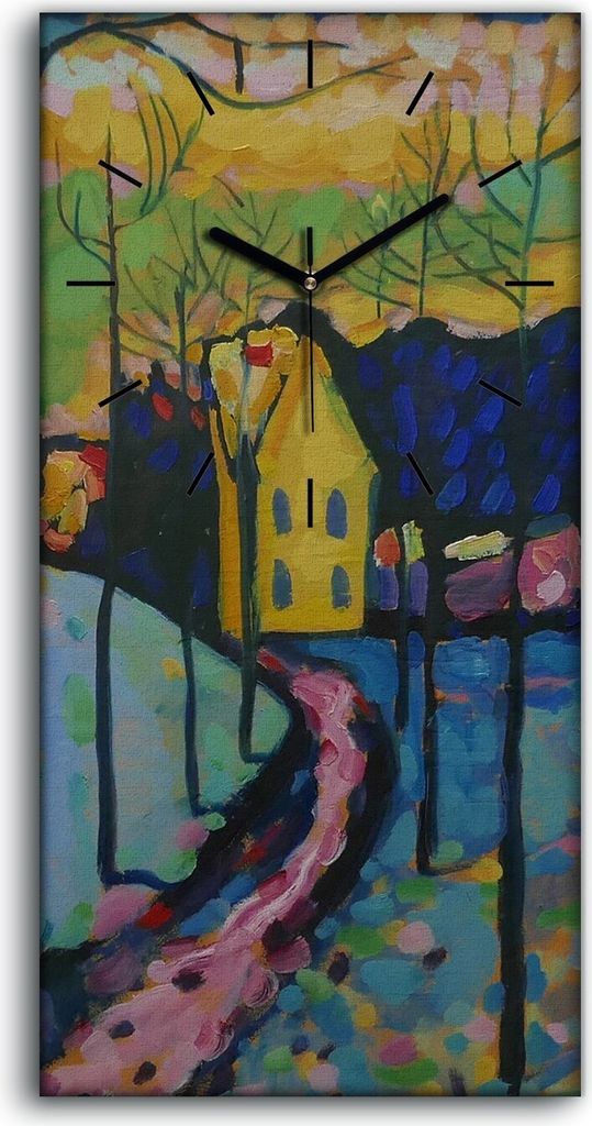 Wandbild Leinwand Bilder mit Uhr Geräuschlos Kunstdruck 30x60 Winter Landschaft - schwarze Hände