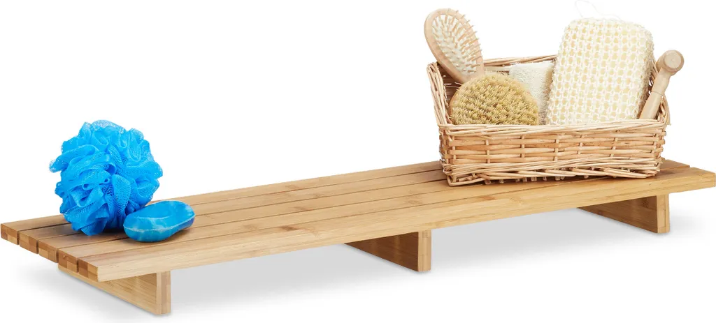 Vassoio Vasca da Bagno Bambù Relaxdays 70 cm - Accessorio Spa Naturale