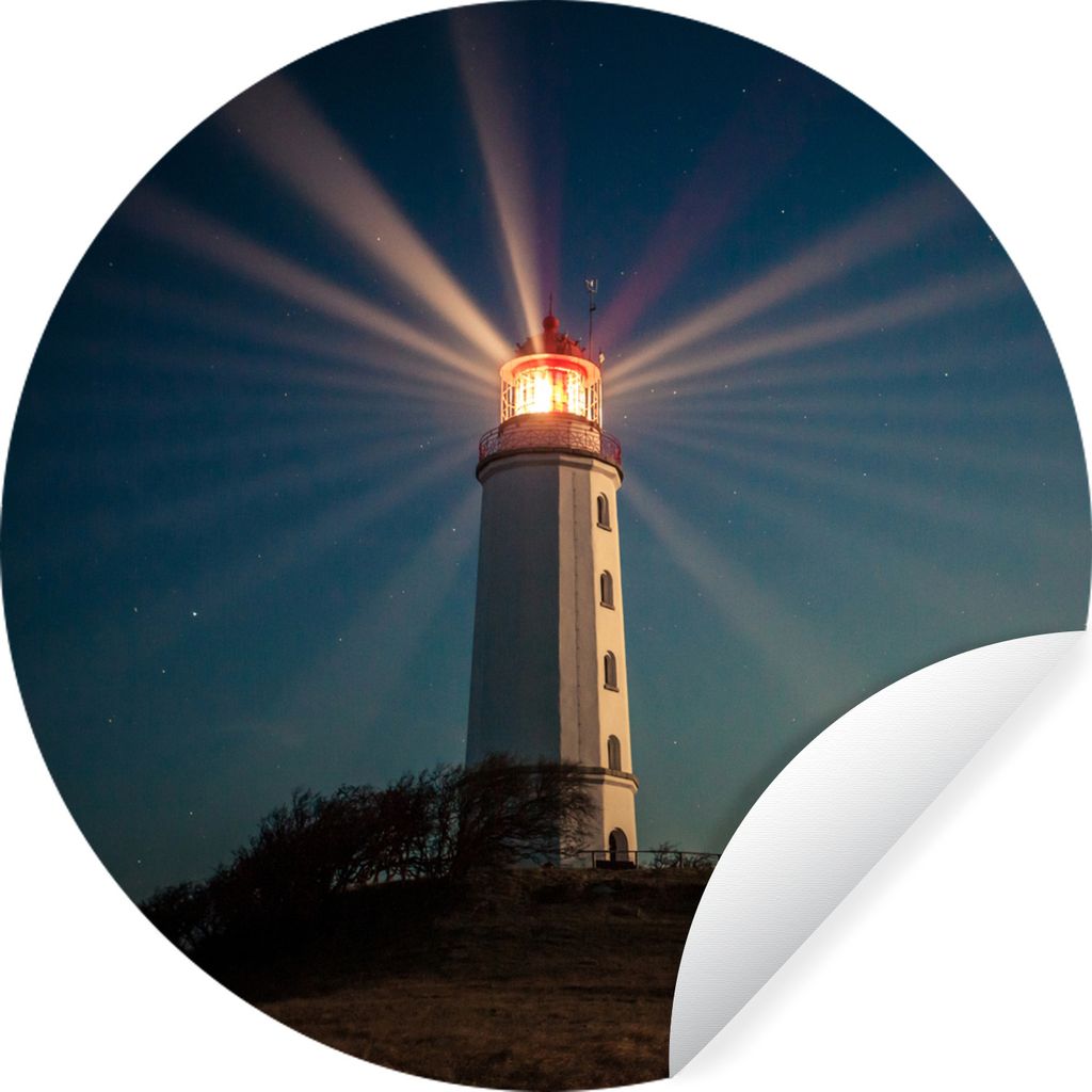 MuchoWow Runde Wandtattoo - Wandsticker Tapete Aufkleber Leuchtturm - Licht - Sterne Ø 100 cm Selbstklebend und Repositionierbar - Wandaufkleber...