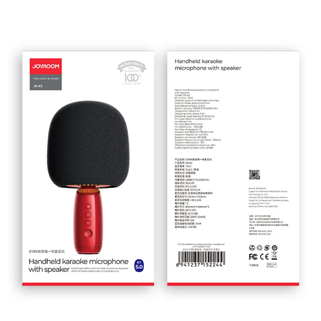 Microphone de Karaoké Bluetooth avec Haut-parleur Intégré Joyroom