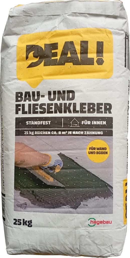 25kg DEAL! Bau- und Fliesenkleber grau, innen