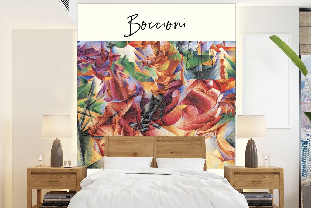 MuchoWow Fototapete für Wohnzimmer oder Schlafzimmer Wandtapete Vinyl Motivtapete Kunst - Abstrakt - Elastizität - Boccioni - 190x260 cm - Papi...