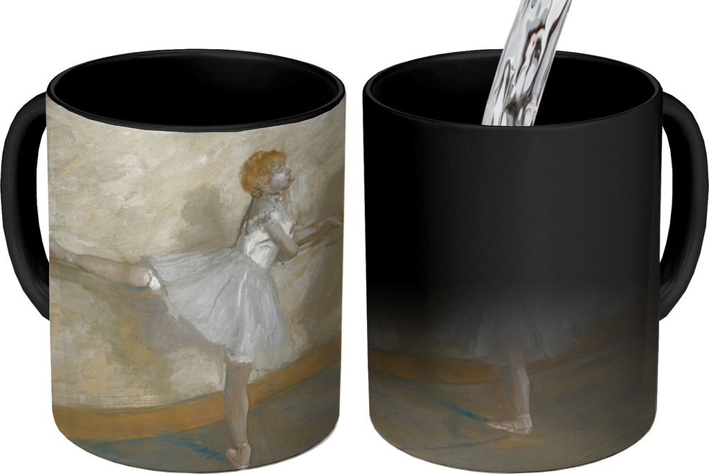 MuchoWow Zauber Tasse Zaubertasse Magic Tänzerinnen üben an der Barre - Gemälde von Edgar Degas 350 ml Farbwechsel Becher Geschenk Geschenkide...