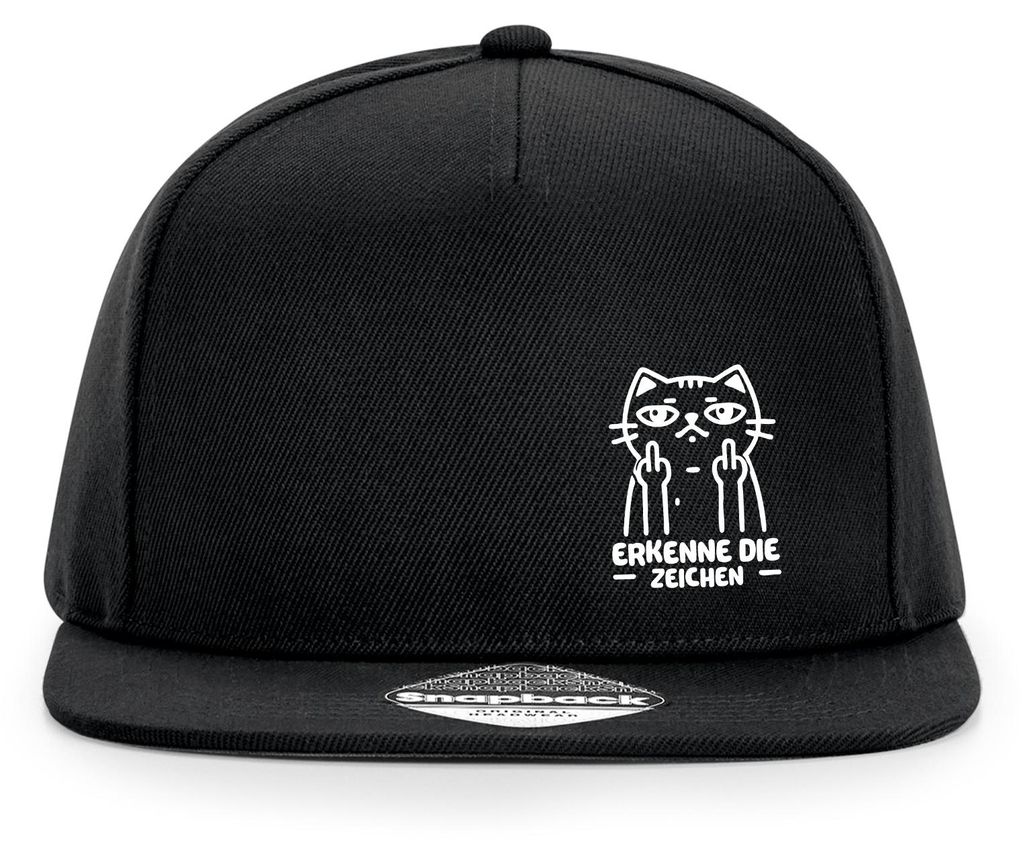 Huuraa Cappy Mütze Erkenne die Zeichen grimmige Katze Black Polyester Snapback Kappe Geschenkidee