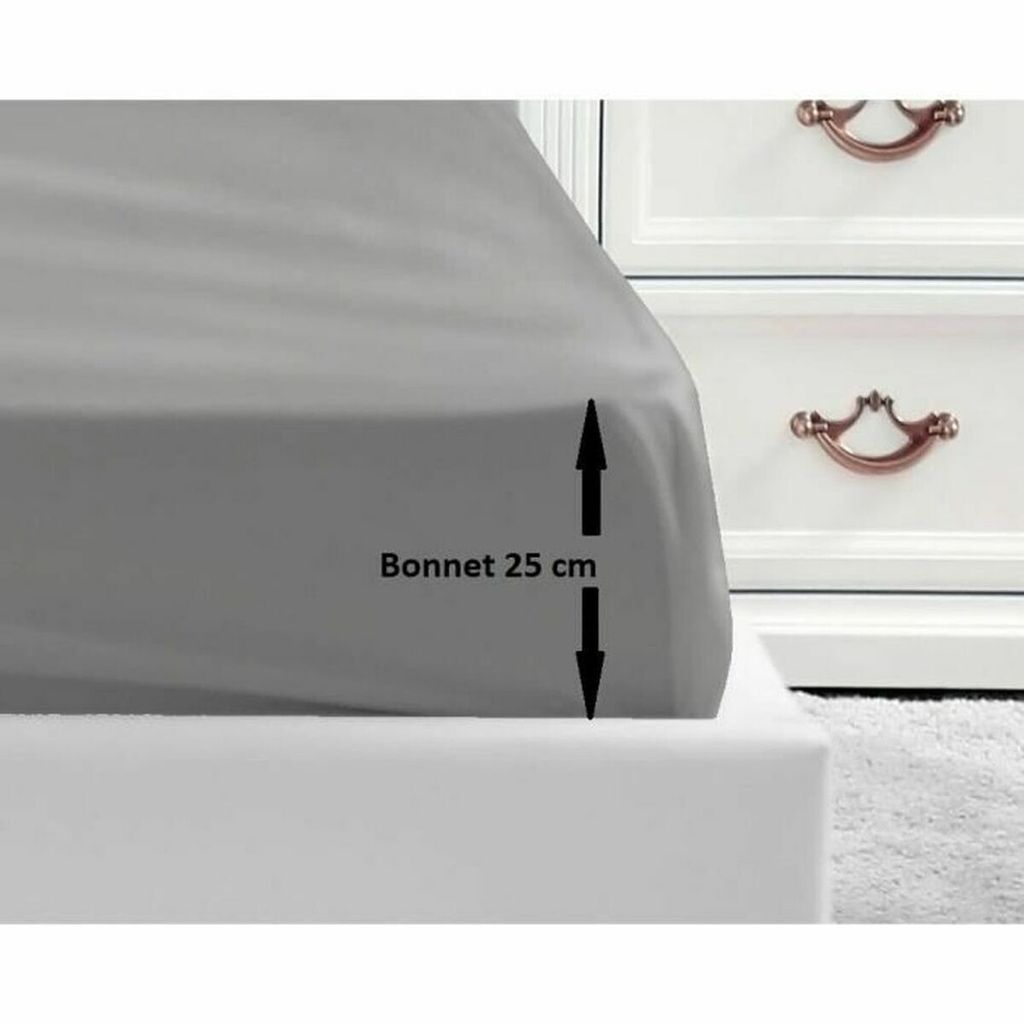 Spannbetttuch 100 % Baumwolle 180 x 200 x 25 cm hellgrau Produktbild 