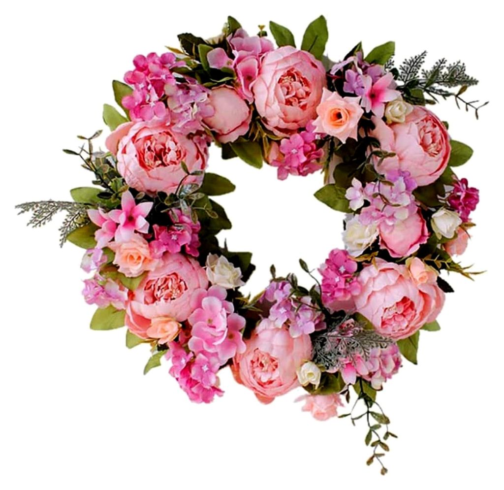 Türkranz aus künstlichen Pfingrosen – Rosa Dekoration für Haustür, Büro, Zuhause, Hochzeit und Feierlichkeiten