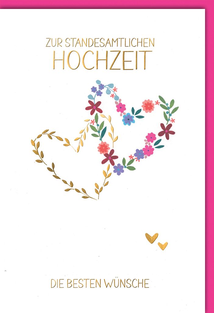 Hochzeit - Glückwunschkarte im Format 11,5 x 17 cm - Blumenherzen