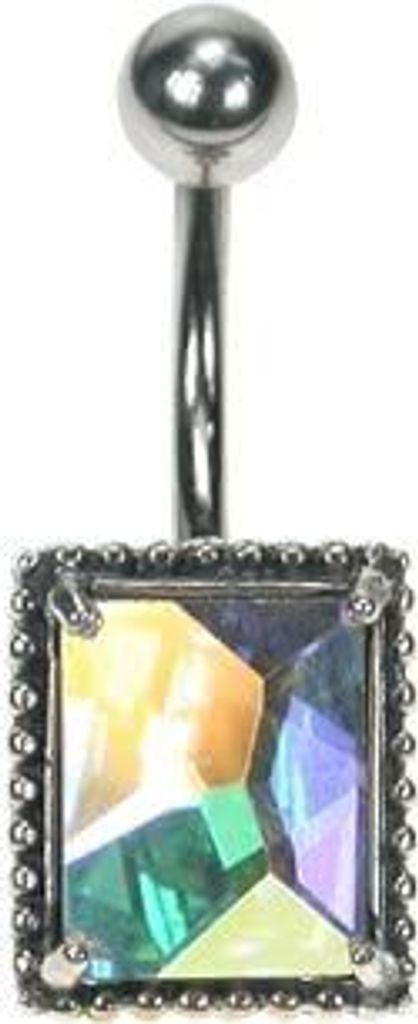 Bauchnabel Silber 925 Piercing Mit Kristall Elements Klassisch- Rainbow
