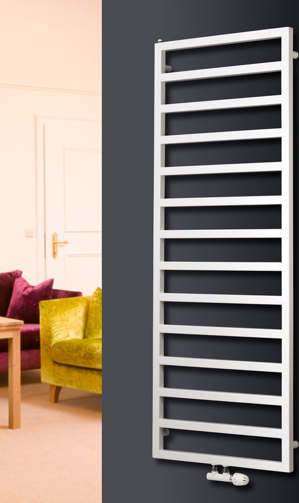 Badheizkörper Design Handtuchheizkörper Mittelanschluss XIMAX Pure Weiss Höhe 1470 mm, Breite 600 mm 653 Watt