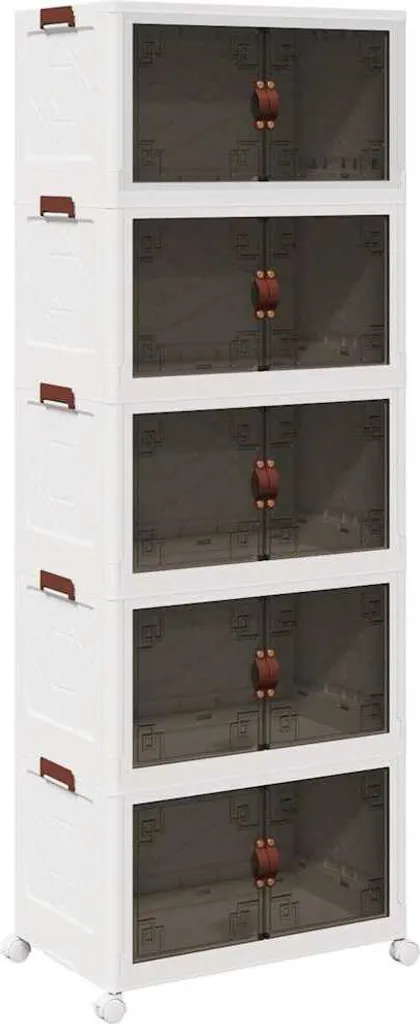 Étagère de rangement amovible 5 bacs empilables sur roulettes 75L