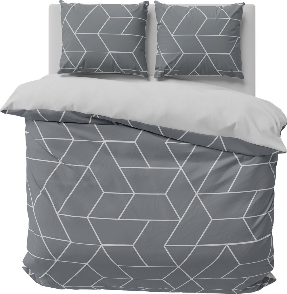 Bettwäsche 200x220 cm geometrisch grau anthrazit modern Produktbild 