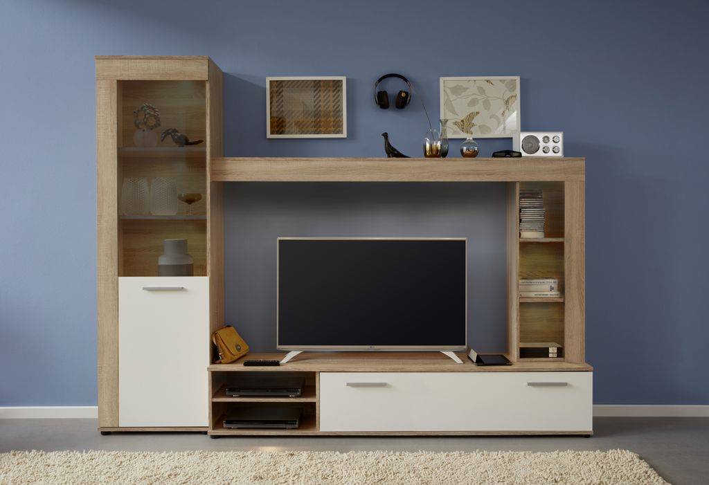 trendteam Wohnen Wohnwand Logo Eiche Sägerau hell 240 x 185 Produktbild 